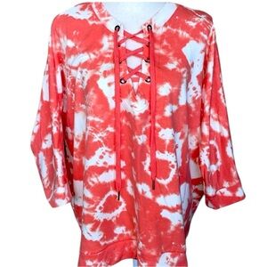 French Laundry Sweatshirt Project Plus Size Lace Front Sweatshirt 3/4 Sleeve 2X